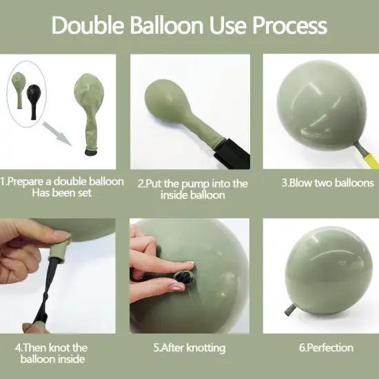 Sage Green White Balloon Garland Double Stuffed Dusty Green Cream Sand White Beige Latex Neutral Balloons Arch Kit for Boho Baby Bridal Shower Birthday Wedding Baptism Decoration {3}