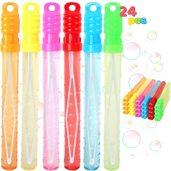 24 Pack 10&rsquo;&rsquo; Mid Bubble Wands Assortment, 6 Colors Bubble Wands 3 OZ Party Favors Kids Summer Toys {1}