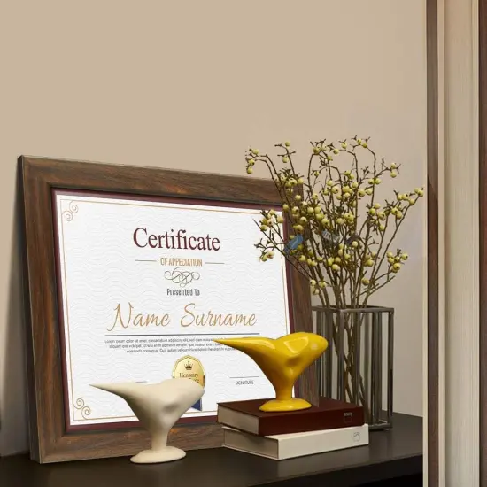 8.5x11 Certificate Picture Frames Diploma Document Picture Frames Tempered Glass Rustic Brown Frame Set of 6 Pack {5}