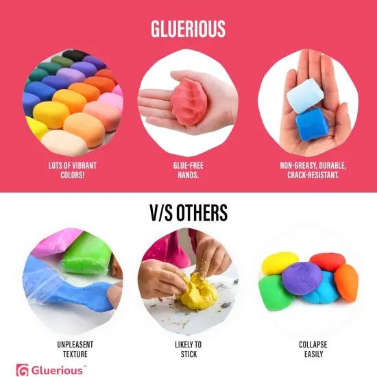 Air Dry Clay for Kids & Adults - Magic Modeling Clay Kit: 50 Vibrant Colors, 100 Googly Eyes, Soft & Safe Material - Creative Fun Arts and Crafts Set {3}