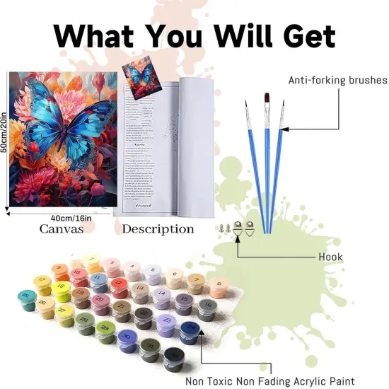 Butterfly Paint by Numbers Kit for Adults,Adult Paint by Number Kits on Canvas,Butterflies Paint by Number Kit Perfect for Gift Home Wall Decor(16x20inch) {2}