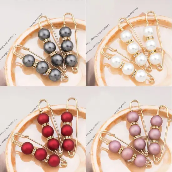 12 Pieces Pearl Brooch Pins, Safety Pin for Women Girls Clothing Dresses Jeans,Sweater Shawl Clips Pearl Brooches {5}