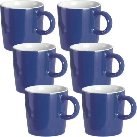 Mini Procelain Espresso Cup, 4 Ounces / 120 ml Tiny Ceramic Coffee Mugs Demitasse for Espresso, Tea- Set of 6, Navy {1}