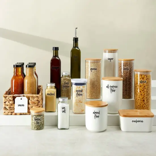 Talented Kitchen 375 Clear Pantry Labels for Containers - Preprinted Black Script Kitchen Stickers for Organizing Food Containers, Jars, Storage Canisters, and Bins (Water Resistant) {4}