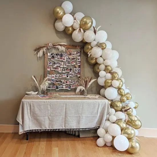 White and Gold Balloons, 12 Inch White Sand Gold Metallic Latex Balloons, Beige Gold Party Balloons {3}