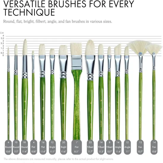 ARTIFY Oil Paint Brushes Set, Acrylic Paint Brushes with Long and Heavy Handle, 15 Pcs Professional Natural Chungking Bristle Paintbrush Set, for Oil and Acrylic Gouache Painting, Green {2}
