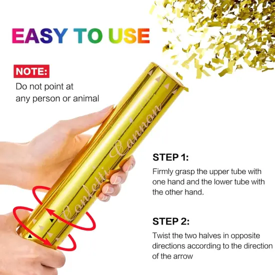 Confetti Cannon Gold Confetti Poppers Cannons 12 Pack Confetti Party Poppers Confetti Shooters Golden Confetti Cannon Bulk for Wedding Birthday Graduation Baby Shower Anniversary Christmas New Year's {2}
