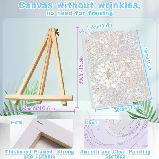 Succulents Paint by Numbers Kit for Adults Beginner,Beautiful Gift Box with Easel,Flower Paint by Numbers with Frame for Home Wall Decor 12x16inch {2}