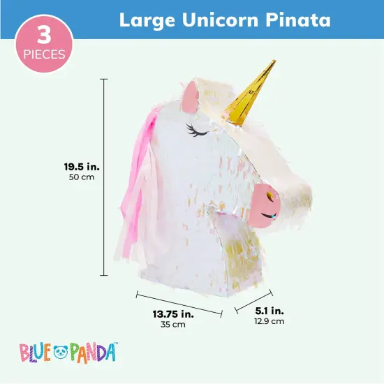 Large Unicorn Pinata Kit with Blindfold and Stick for Girls Birthday Party Decorations (20 x 14 x 5 In) Pink {6}