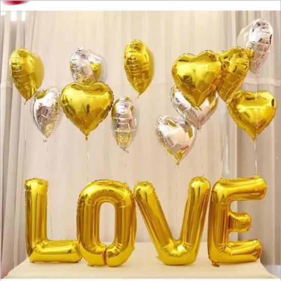 Silver Heart Balloons, Heart Shaped Ballons, 20 Pcs 5/10/18 inch Silver Foil Love Balloons for Valentine's Day Decorations Wedding Engagement Bridal Showers Anniversary Celebrations {5}