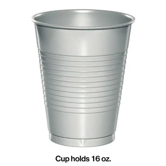 240 pc Bulk Shimmering Silver 16 oz Plastic Cups {2}