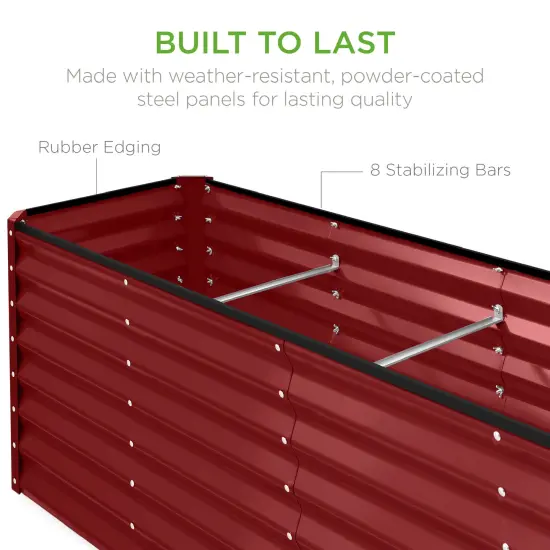 Best Choice Products 8x2x2ft Raised Metal Outdoor Garden Bed, Planter Box for Flowers, Vegetables, Herbs Royal Red {6}