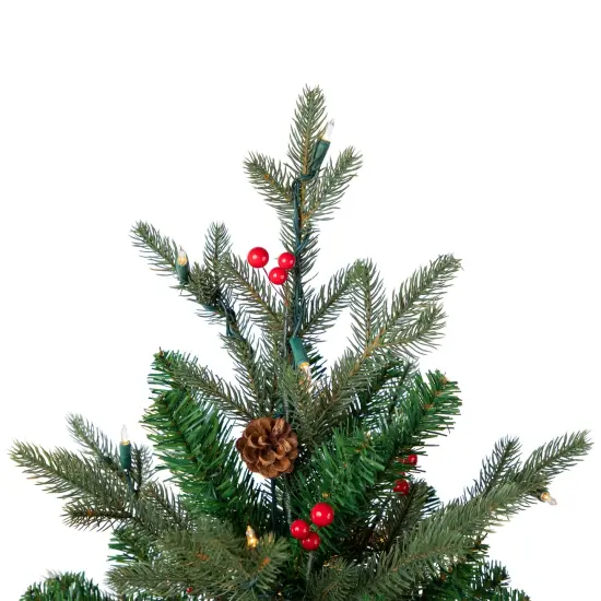 Northlight Real Touch&trade;️Pre-Lit Mixed Noble Spruce Artificial Christmas Tree - 4.5' - Warm White Green {5}