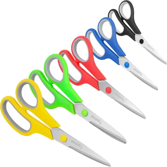 Scissors for Office, Taotree 8" Scissors All Purpose Bulk of 5-Pack, School Supplies, Office Desk Accessories Student Classroom Teacher, Sharp Shears for Craft Home Sewing Fabric, Right/Left Handed {4}