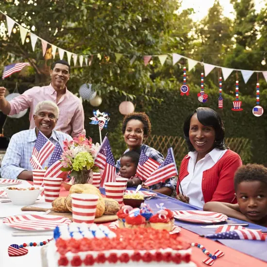 12 Pieces Independence Day Wood Bead Garland with Wooden Tag 4th of July Patriotic Wooden Bead Hanging Ornaments American Flag {2}