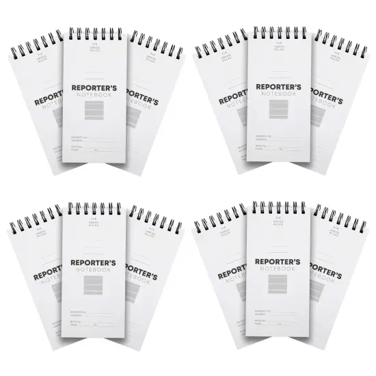 12 Pack Reporters Notebook, Spiral Note Pad for Journalist, Detective (70 Sheets/140 Pages Per Book, 4x8 In) White {5}