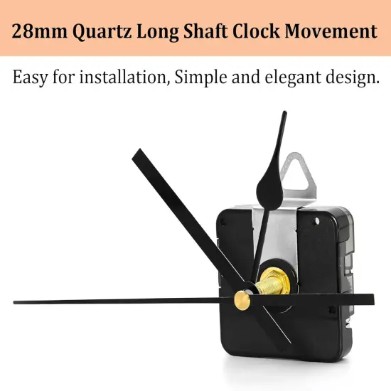 28mm Quartz Long Shaft Clock Movement Kit - DIY Wall Clock Mechanism with 1-1/10 Inch Shaft, 2 Pairs of Hands, Replacement Clock Repair Kit {3}