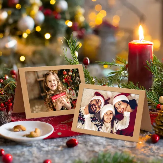 48 Pack Kraft Paper Photo Insert Cards with Envelopes, 4x6 Paper Frames, Photo Card Holder Inserts, Greeting Cards for Photos, Memories, Blank Inside (4 x 6 In) Brown {2}