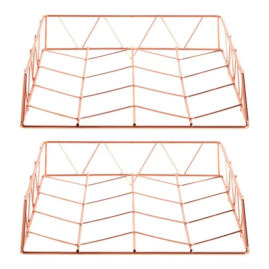 2 Pack Metal Rose Gold Desk Organizer, Paper, Letter, File and Document Holder (10 x 12 In) {5}
