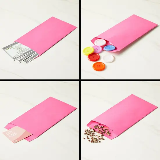 100 Pack Money Envelopes for Cash, Payroll, Money Saving, Coins, Currency, 100GSM, 6.5 x 3.5 inches, Versatile Office Supplies, Pink {6}