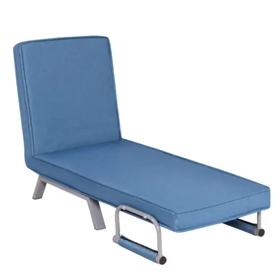 Folding Sofa Convertible Armchair Lounge Couch with Soft Back Cushion and 5 Back Reclining Angles Blue {4}