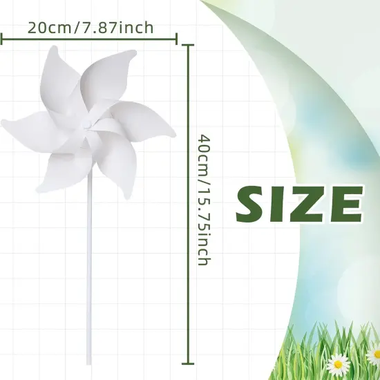 DIY Pinwheels Craft for Kids Blank White Color Your Own Pinwheels Paper Craft Kits for Boys Girls Summer Activities Art Daycare Project Party Favor, 15 Inches {2}