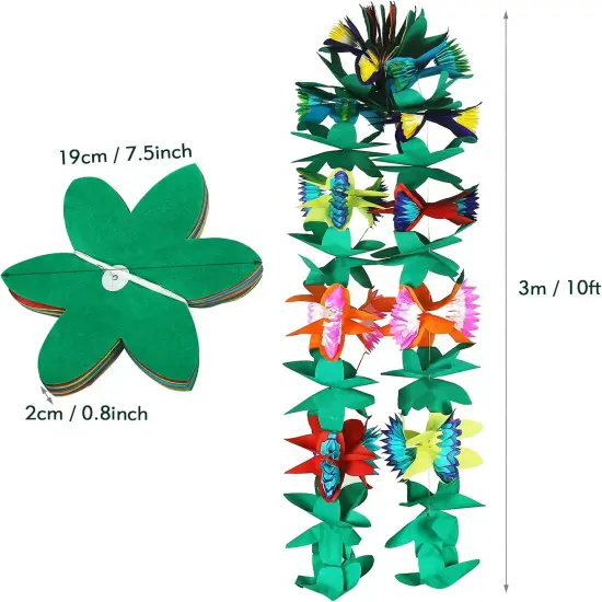 3 Pack Summer Tropical Paper Flower Garland Luau Party Decorations, 30FT Tissue Flower Banner for Hawaiian Summer Tiki Bar Tropical Party Decor {3}
