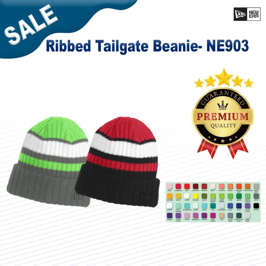 New Era&reg; Ribbed Tailgate Beanie Cyber Grn/Grph {2}