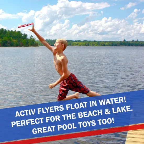 Activ Life 2 Pack Flying Rings for Kids, Fun Beach Toys, Gifts for Boys & Girls Aged 3-14, Cool Family Outdoor Games, Play at Swimming Pool, Playground, Basket Fillers Birthday Presents, Blue/ Red {4}