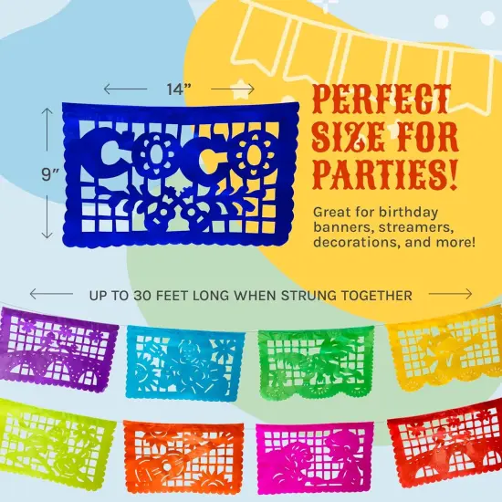 Cinco de Mayo Party Decorations | Coco Mexican Party Banners | Mexican Papel Picado (PAPER) with Disney Coco Characters and Scenes (2x15-ft, 30-ft total) {3}