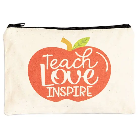 Teacher Appreciation Pouches with Zipper for Pencils, Stationery, Toiletries, 5 Festive Designs, Makeup Bags, Travel Cosmetic Pouch for Women (9x6 Inches, 5-Pack) Multicolor {4}