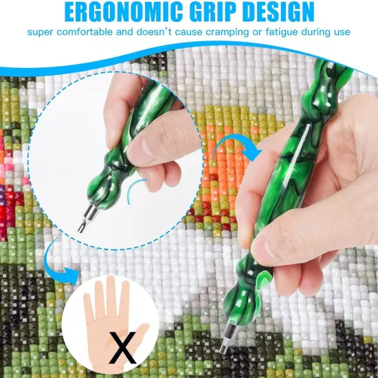 29pcs 5D Diamond Painting Pens Kit, 13 Metal Screw Thread Tips, 12 Painting Wax, 3 Resin Art Pens, Multi Placer Tips for DIY Crafts {4}