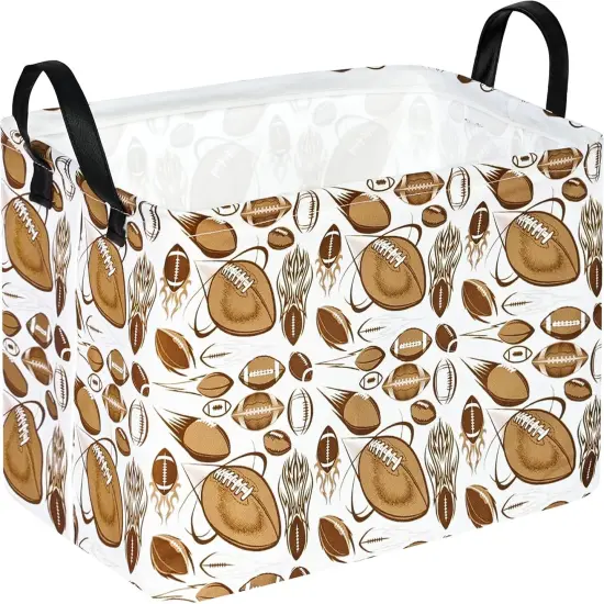 Summer Storage Basket Fabric Material Organization Basket Toy Box Nursery Hamper for Clothes Toys Gift Basket With Handles (Rec-White Ball) {1}