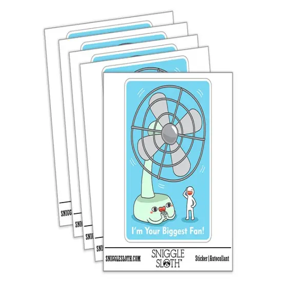 Water Bottle Sticker Set I'm Your Biggest Fan Appliance Pun Compliment Cute Waterproof Vinyl Stickers Pack Decal, Skateboard, Laptop, Car, Window, Bumper - 5 Pack {2}