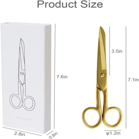 MultiBey Scissors Straight Recycled Stainless Steel 7" Copper Gold Multipurpose Fabric Leather Arts and Crafts Paper Shears Heavy Duty {2}