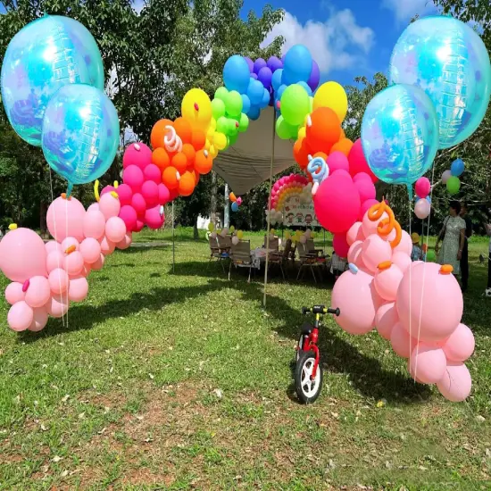 Iridescent 4D Round Ball Balloons 4D Dopamine Mylar Round Blue Balloon for Rainbow Under The Sea Mermaid {4}