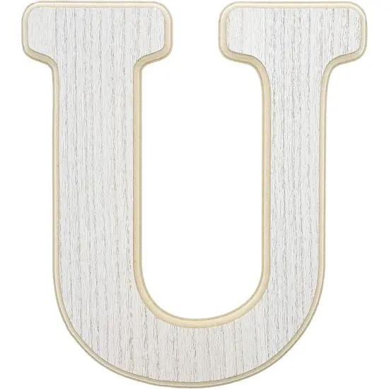 Wood Wall Decor, Wooden Letter U (12 in) White {1}