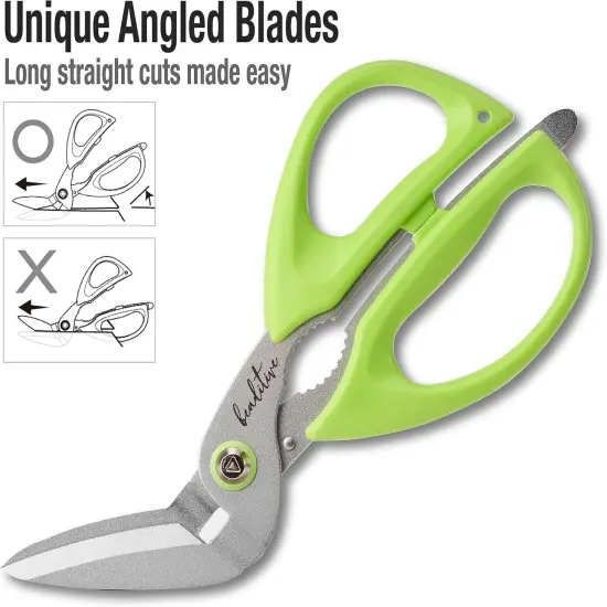 Heavy Duty Multipurpose Angled Craft Scissors 7" - Japanese Stainless Steel, Serrated Blade - Craft Shears for Cardboard, Plastic, Leather, Fabrics, and Packaging {2}