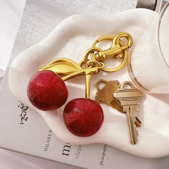 Wrapables Glittery Shimmer Cherry Bag Charm Keychain, Purse and Handbag Accessory {5}