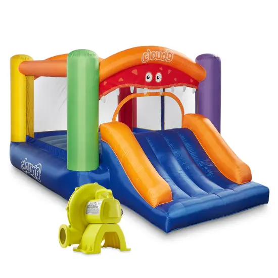 Cloud 9 Inflatable Bounce House and Blower, Monster Theme Bouncer for Kids with Slide, Includes Stakes and Repair Patches {1}