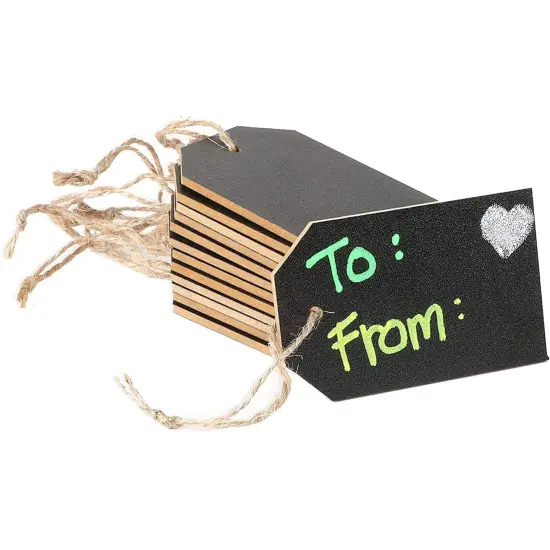 Chalkboard Tags with Liquid Chalk Markers, String and Chalk (24 Pieces) White {4}