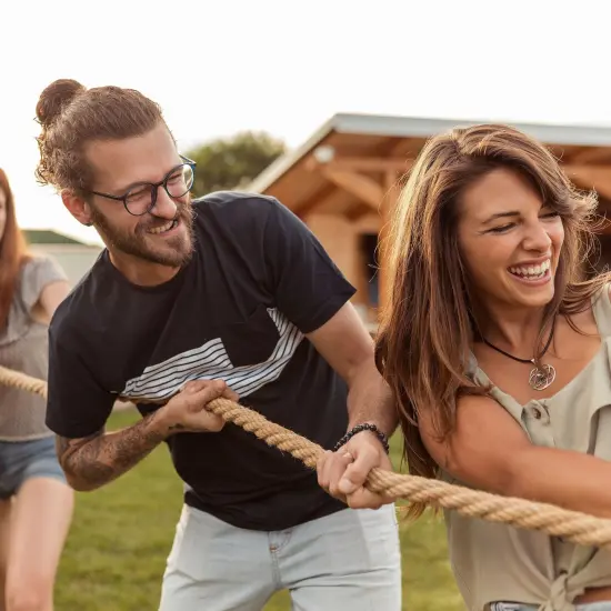 50 Foot Tug of War Rope with Flag for Outdoor Games, Field Day, Summer Camp, Family Reunion, Team Building Activities (Brown) {2}