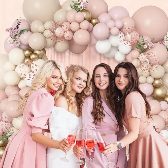 Dusty Pink Balloon Arch Garland Kit, Neutral Baby Pink Ivory White Sand Nude Rose Gold Confetti Balloons {4}