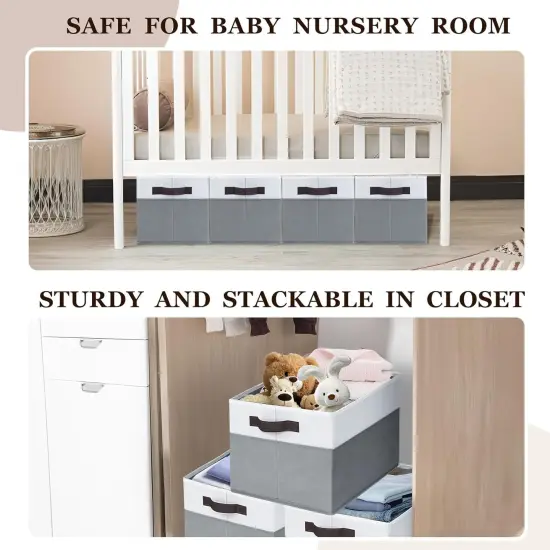 4 Pack Large Summer Storage Baskets for Shelves | Fabric Closet Organizers and Storage Bins with Handles Home Organization | Decorative Collapsible Baskets {2}