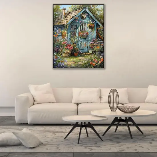 Flower Paint by Numbers Kit for Adults On Canvas,DIY Easy Adult Paint by Number Kits Garden House,Paint by Color Acrylic Paint Painting Butterfly Home Wall Decor 16x20inch (Without Frame) {4}