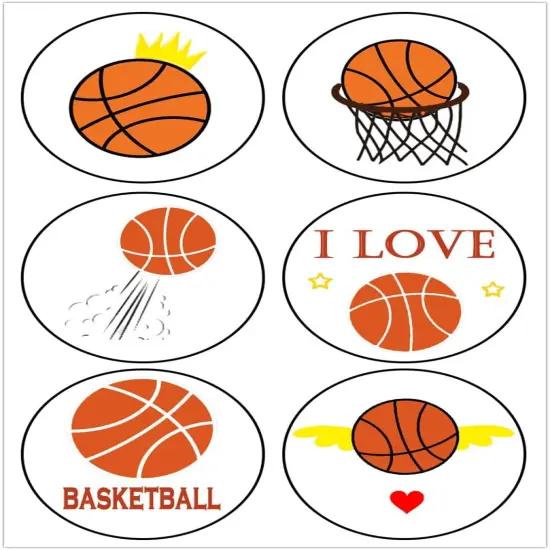 Basketball Labels Stickers, 1.5 inch Round Basketball Sport Party Supplies Decorations Bag Favors Stickers, Jar Containers Letter DIY Labels Decals {5}