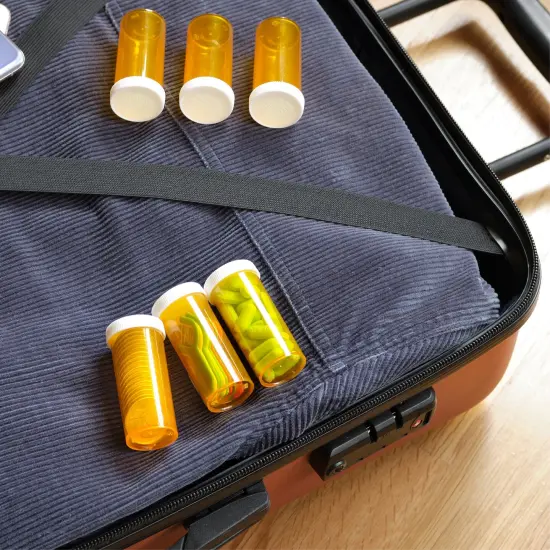 50 Pack Empty Pill Bottles with Caps for Prescription Medication, 8-Dram Plastic Medicine Containers (Orange) {6}