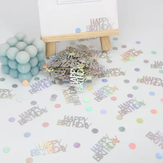 Birthday Confetti, Glitter Happy Birthday Table Decorations, 270 PCS Iridescent Party Decorations {5}