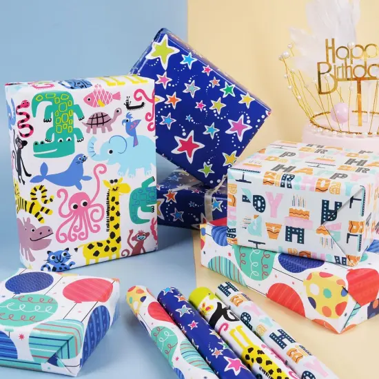 Gift Wrap Paper for Birthday Party Favor 17&rdquo; x 118&rdquo; Per Roll {3}