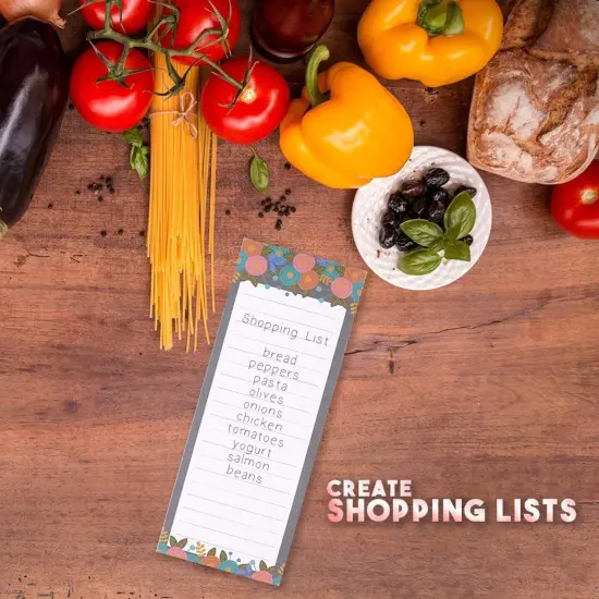 6 Pack Magnetic Notepads for Refrigerator - Shopping List, To-Do, Memo, Scratch Pads (6 Floral Designs, 60 Sheets Each) White {2}